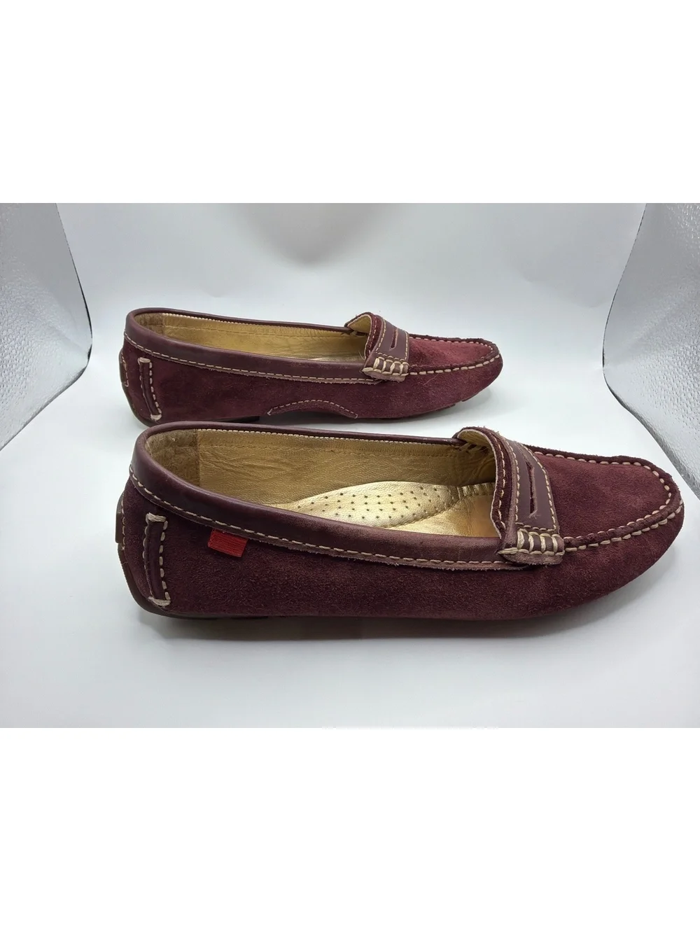 Marc Joseph New York Burgundy Suede Loafers Size 6